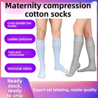 Chaussettes de compression sportives solides pour femmes OEM/ODM, chaussettes de yoga élastiques pour le cyclisme, chaussettes mi-mollet en coton pour la maternité