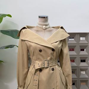 เสื้อโค้ทเทรนช์โค้ททรงยาวแฟชั่นใหม่ไม่ซ้ำใครจาก OUDINA พร้อมเข็มขัดคาดเอว เสื้อเบลเซอร์หรูหราสำหรับผู้หญิง ป้องกันลม - Product Image 6