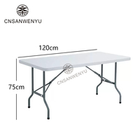 Table et chaises pliantes portables d'extérieur en gros, table de pique-nique rectangulaire pliable en plastique de 120 cm pour banquets