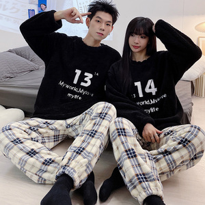Conjunto de <span class=keywords><strong>Pijamas</strong></span> de Franela con Dibujos Animados para Parejas, Ropa de Dormir Familiar para <span class=keywords><strong>Navidad</strong></span>, Ideal para Amantes del Hogar - Product Image 6