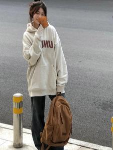 <span class=keywords><strong>Sudadera</strong></span> <span class=keywords><strong>Gris</strong></span> para Mujer, Otoño e Invierno, Acolchada y Gruesa, Diseño Holgado y Original, Chaqueta con Capucha Estilo Americano Vintage - Product Image 3