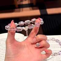 Pulsera Clásica de Cuentas Irregulares de Amatista Natural y Cuarzo Transparente con Colgante de Borla de Girasol, Certificada por Terceros, de Lujo y Curativa