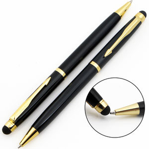 Bolígrafo Metálico Negro Promocional con Punta de 1.0 mm y Función Táctil para Pantallas - Product Image 2