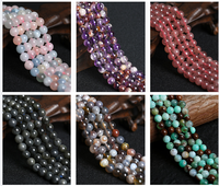 Aigue-marine naturelle de qualité A, 8mm, pierres précieuses naturelles, quartz rose, perles amples, perles en cristal améthyste pour la fabrication de bijoux