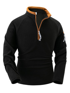 2025 abito comodo da uomo traspirante autunno Pullover <span class=keywords><strong>POLO</strong></span> giacca mezza cerniera maniche lunghe scollo a V Top in pile - Product Image 3