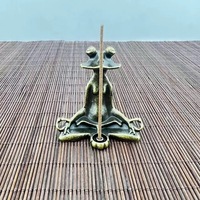 Statue de grenouille en laiton antique, créative, en métal, support pour bâtonnets d'encens, artisanat 3D, collection, décoration d'intérieur en métal moulé
