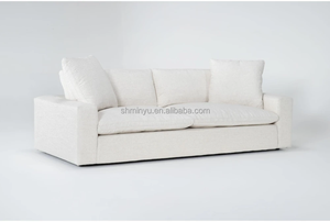 Customizable Modern Minimalist White Fabric 3-Seater Cloud for Living Room <b>Waterproof</b> Wood and Velvet Set Furniture - Product Image 2
