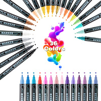Ensemble de 12 stylos marqueurs de peinture acrylique à double pointe pastel pointe extra fine pour l'art et la créativité