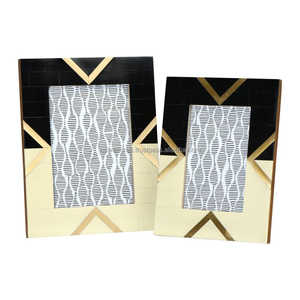 Handmade Resin Wood Brass Photo <b>Frame</b> Rectangle Pattern Design Eco-Friendly Classic Style <b>Wall</b> Mount Home Table Top Decor - Product Image 4