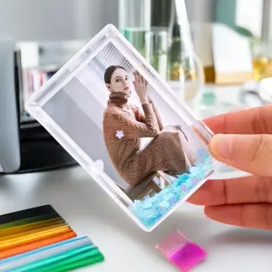 Moldura de fotos com glitter de plástico PS para Instax Mini Fotos, bloco acrílico com design exclusivo e personalizado