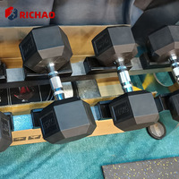 Haltères hexagonaux commerciaux de 5 lb à 100 lb, équipement de gym, poids libres, haltères hexagonaux en fonte recouverts de caoutchouc