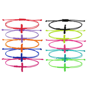 Handmade Woven Cross <b>Bracelet</b> Set Adjustable Wax Thread Jewelry Unisex Fashion <b>String</b> <b>Bracelets</b> Yiwu Origin - Product Image 1