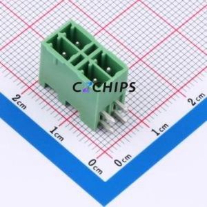 DB2ERHB-3.5-2*2P-GN Plug-in Terminal Block Bent Lead Through Hole,P=3.5mm Board-to-Board / Socket - Closed 2x2P 3.5mm Green - Product Image 1