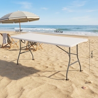Maßgefertigter Günstiger Tragbarer Outdoor-Klapptisch 6ft Weißer Kunststoff Faltbarer Gartentisch Modernes Design für Essen Events Party