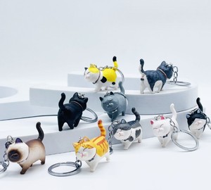 Sáng Tạo vinyl phim hoạt hình Kitten Keychain PVC động vật figurine vòng chìa khóa dễ thương Mèo Mặt dây chuyền cảnh quan trang trí phụ kiện - Product Image 3