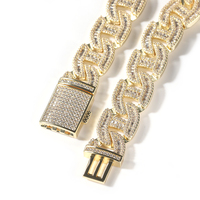 Nouvelle Chaîne Cubaine Iced Out Bling Bling pour Femmes et Hommes, Bijoux de Rappeurs, Chaîne Maille Cubaine Miami
