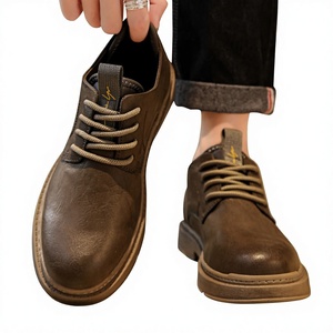 Men's Ankle Boots Low-Top 2024 New Style for Dr for <b>Shoes</b> Casual Front Lacing Rubber Outsole <b>Increase</b> <b>Height</b> British Style - Product Image 1