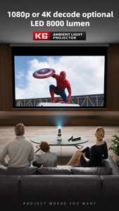 เครื่องฉายคาราโอเกะดิจิตอล4K LED จอ LCD ไร้สายระบบแอนดรอยด์13นิ้วรุ่นใหม่จากญี่ปุ่นสำหรับโฮมเธียเตอร์ขนาดเล็ก1920x1080P - Product Image 5