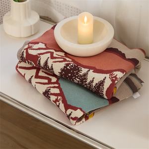 Accepter le motif de couvre-lit en tricot 100% coton personnalisé Couverture tricotée ours forestier pour canapé SEX - Product Image 2