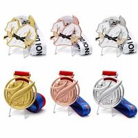 Médaille de fin de compétition Taekwondo Judo Arts Martiaux sur mesure grande taille 70mm robuste avec ruban de sublimation pour tournoi