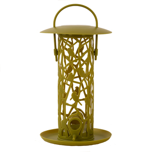 Esschert Design Mangeoire à oiseaux suspendue au toit vert "Chiffchaff" Silo à graines avec perchoir/plateau - Product Image 5