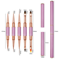 5 pièces ensemble de brosses à ongles de haute qualité brosses à doublure en métal à Double extrémité pour acrylique ongles pointillage Art Design outils de peinture à ongles