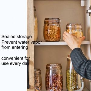 Bocaux en verre scellés avec anneau en acier, couvercles hermétiques, pour la fermentation, la mise en conserve, ambre, 500 ml, 750 ml, 1000 ml, 1500 ml, contenants <span class=keywords><strong>de</strong></span> stockage alimentaire - Product Image 5