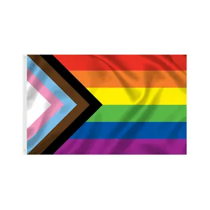 Factory Direct Durable 100% Polyester LGBTQ Pride Flying Colorful Rainbow Gay Red Black Green Flag
