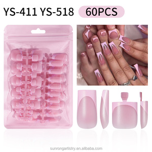 Wearable Toenails Fingernails Nails Tips 60pcs French Square White Black Tip Foot <b>Hand</b> Toe Nail Set - Product Image 3