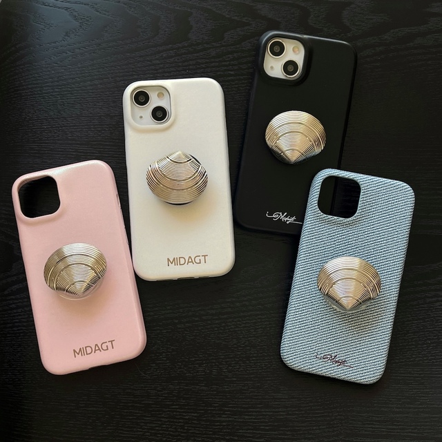 Luxury Electroplated Conch Shell Grip Holder Case for iPhone 13 14 15 16 Pro Max Designer Mobile Phone Cover