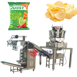 Fully Automatic Multihead Weigher Back Seal Packing Machine Multi-function Crackers Chip Vertical FFS Packaging Machine