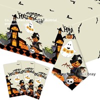 Nouvelle nappe de fête rectangulaire en plastique PE imprimée en sérigraphie pour Halloween, marque Xuece, en stock, vente en gros, directement de l'usine