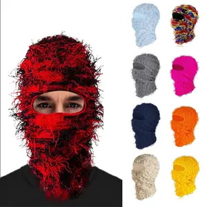 Sanew nuovo stile personalizzato 100% acrilico neutro Hip-Hop 3 fori in maglia invernale cappello caldo acrilico passamontagna maschera da sci in maglia berretto