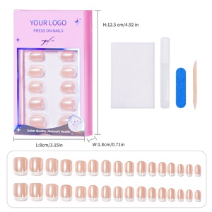 En stock – <span class=keywords><strong>Faux</strong></span> <span class=keywords><strong>ongles</strong></span> à presser longue durée, rose nacré, forme squoval, style français, 32 pièces, couvrance totale, réutilisables, avec <span class=keywords><strong>colle</strong></span> - Product Image 1
