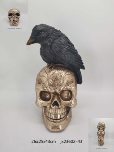 Poliresina de 23 pulgadas gato negro <span class=keywords><strong>Cuervo</strong></span> ornamento Halloween Animal estatuilla estatua estilo Artificial modelo Material de resina - Product Image 3