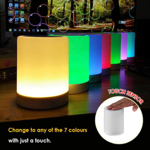 Portable Smart Touch Wireless BT Speaker Player LED Colorful Night Light Bedside Table Lamp Support TF Card AUX With Mic