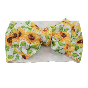 Children's Hair Accessories Wide Hair Band <strong>Baby</strong> Headgear <strong>Headband</strong> DIY Fabric Spendex Sweet Style <strong>Big</strong> Bow Head Flower Printing - Product Image 2
