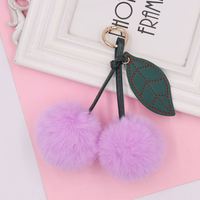 Mini cerise Pom Pom porte-clés noël cerise fausse fourrure de lapin moelleux bouffée boule porte-clés dessin animé rouge cerise peluche boule porte-clés