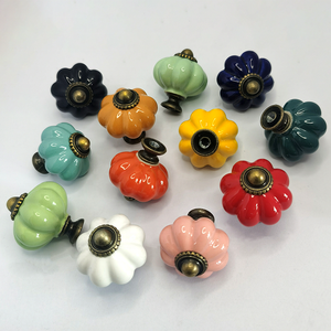 XIAOFEI Vintage Cabinetry Pumpkin Drawer Handles Home Decor Single-hole Zinc Alloy &amp; Ceramic Handle <strong>Knob</strong> - Product Image 4