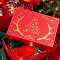 Grosir Set kotak hadiah Natal mewah dengan pita merah kemasan kardus cetak khusus untuk hadiah liburan permen