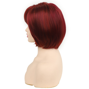 Perruque Rouge Lisse et Soyeuse de 12 Pouces, Ondulée Naturelle avec Frange Latérale, Style Bob, Vente en Gros Usine Aishili pour Femme Tendance - Product Image 4