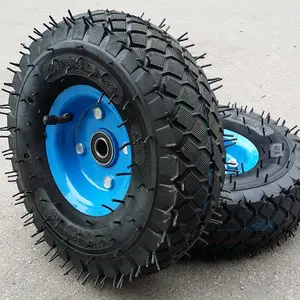 HKT1046 Factory Directly Sale Wheelbarrow Air Filled Tyre 10 Inch 410/350-4 Rubber Pneumatic Wheel