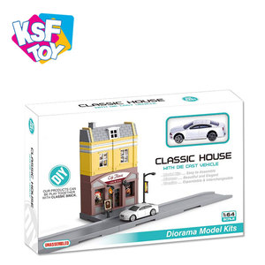 BSCI Européenne boulangerie cabine classique maison blocs bricolage créatifs assemblés jouets éducatifs avec 1:<span class=keywords><strong>64</strong></span> voitures moulé sous pression - Product Image 6