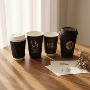 Vaso de Papel Kraft Desechable de Doble Pared Sunshine de 16 oz con Tapas para Llevar, para Bebidas Calientes y Frías, para Agua Mineral - Product Image 1