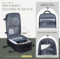 Sacs de cabine Ryanair sous le siège 40x20x30cm Sac à dos de voyage 20L Sac à dos pour ordinateur portable Sac à dos imperméable et durable Unisexe