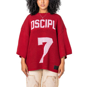 Logo personalizzato OEM ODM Design lettera <span class=keywords><strong>Jacquard</strong></span> maglione a manica corta maglia da calcio maglia uncinetto maglia maglia da uomo - Product Image 3