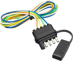 Faisceau <span class=keywords><strong>de</strong></span> câblage pour <span class=keywords><strong>remorque</strong></span> à 5 voies avec prise plate, câble <span class=keywords><strong>de</strong></span> 22 pouces et cache-poussière - Product Image 1