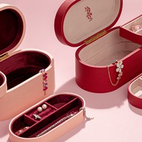 Boîte de présentation ovale à charnière en velours brodé pour bagues et bijoux, coffret cadeau magnétique en cuir pour rangement de bijoux, emballage de luxe