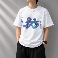 En stock – T-shirt homme 100 % coton 250 g/m² coupe ample, style streetwear, imprimé tendance nationale, personnalisation du logo