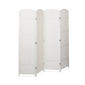 Manufacture Simplicity Decoration White Color Wooden Partition Paper Rope Room Divider Screen